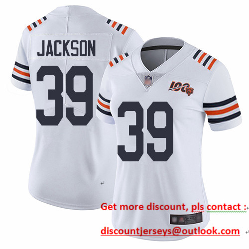 Bears #39 Eddie Jackson White Alternate Women's Stitched Football Vapor Untouchable Limited 100th Season Jersey