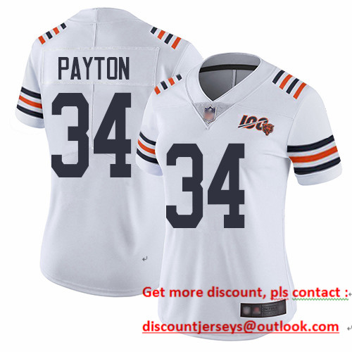 Bears #34 Walter Payton White Alternate Women's Stitched Football Vapor Untouchable Limited 100th Season Jersey