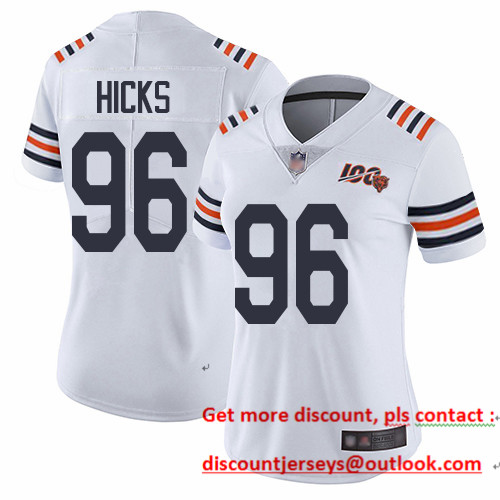 Bears #96 Akiem Hicks White Alternate Women's Stitched Football Vapor Untouchable Limited 100th Season Jersey