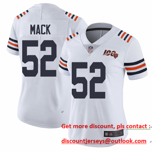 Bears #52 Khalil Mack White Alternate Women's Stitched Football Vapor Untouchable Limited 100th Season Jersey