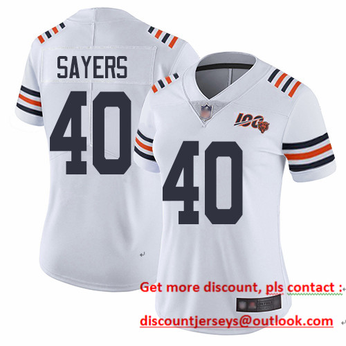 Bears #40 Gale Sayers White Alternate Women's Stitched Football Vapor Untouchable Limited 100th Season Jersey