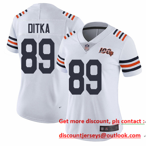 Bears #89 Mike Ditka White Alternate Women's Stitched Football Vapor Untouchable Limited 100th Season Jersey