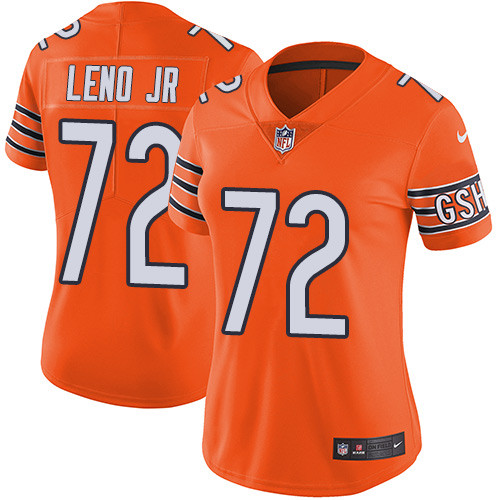 Bears #72 Charles Leno Jr Orange Women's Stitched Football Limited Rush Jersey