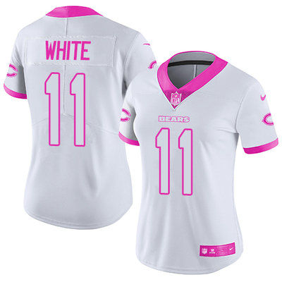 Nike Bears #11 Kevin White White Pink Women's Stitched NFL Limited Rush Fashion Jersey