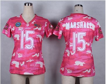 Women's NEW Bears #15 Brandon Marshall Pink NFL Elite Camo Fashion Jersey