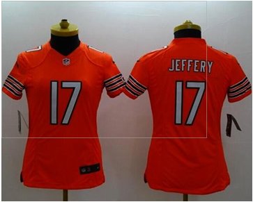 Women's NEW Bears #17 Alshon Jeffery Orange Alternate NFL Limited Jersey