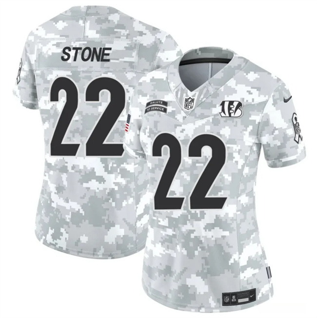 Women's Cincinnati Bengals #22 Geno Stone 2024 F.U.S.E Arctic Camo Salute To Service Limited Stitched Football Jersey(Run Small) Women's Cincinnati Bengals #22 Geno Stone 2024 F.U.S.E Arctic Camo Salute To Service Limited Stitched Football Jersey(Run Small)