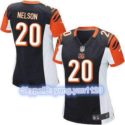 Nike Bengals #20 Reggie Nelson Black Team Color Women's Stitched NFL Elite Jersey Nike Bengals #20 Reggie Nelson Black Team Color Women's Stitched NFL Elite Jersey