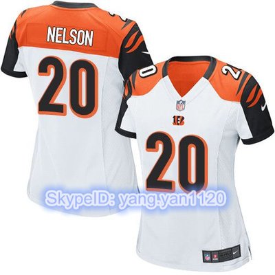 Nike Bengals #20 Reggie Nelson White Women's Stitched NFL Elite Jersey Nike Bengals #20 Reggie Nelson White Women's Stitched NFL Elite Jersey