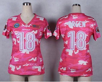 Women's NEW Bengals #18 A.J. Green Pink NFL Elite Camo Fashion Jersey Women's NEW Bengals #18 A.J. Green Pink NFL Elite Camo Fashion Jersey