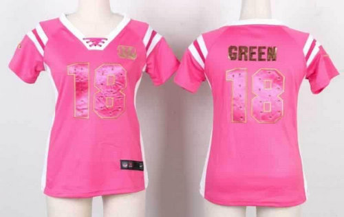 NEW Women Jerseys Cincinnati Bengals #18 A.J. Green pink(fashion Rhinestone sequins) NEW Women Jerseys Cincinnati Bengals #18 A.J. Green pink(fashion Rhinestone sequins)