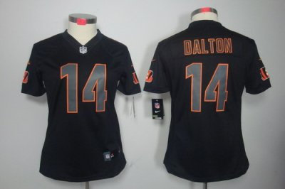 Women NEW NFL Cincinnati Bengals 14 Andy Dalton Black Jerseys(Impact Limited)