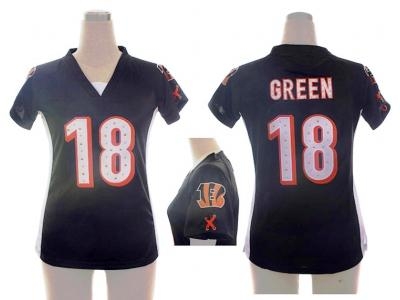 NEW women nfl Cincinnati Bengals #18 green black jerseys(draft him ii top) NEW women nfl Cincinnati Bengals #18 green black jerseys(draft him ii top)