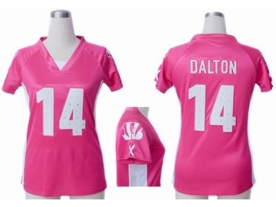 NEW Women cincinnati bengals 14 Andy dalton pink jerseys(draft him ii top)