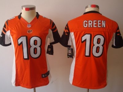 Women NEW Cincinnati Bengals 18 A.J. Green Orange Jerseys