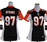 Women Nike NFL Cincinnati Bengals 97 Geno Atkins Black Jerseys