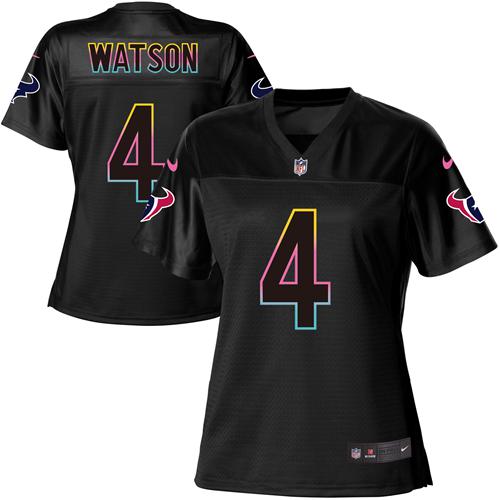 Nike Texans #4 Deshaun Watson Black Women's NFL Fashion Game Jersey Nike Texans #4 Deshaun Watson Black Women's NFL Fashion Game Jersey