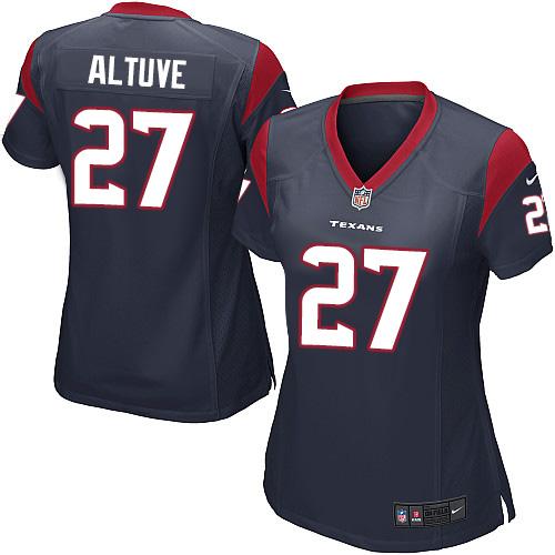 Nike Texans #27 Jose Altuve Navy Blue Team Color Women's Stitched NFL Elite Jersey