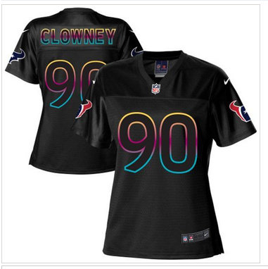 Women's NFL New Texans #90 Jadeveon Clowney Black Fashion Game Jersey Women's NFL New Texans #90 Jadeveon Clowney Black Fashion Game Jersey
