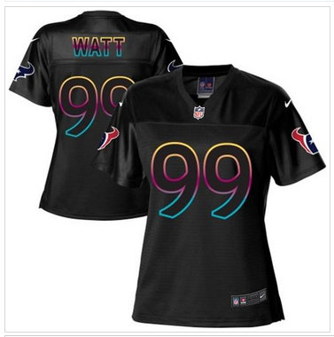Women's NFL New Texans #99 J.J. Watt Black Fashion Game Jersey