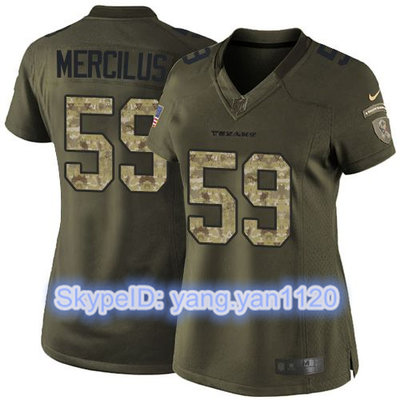 Nike Texans #59 Whitney Mercilusg Green Women's Stitched NFL Limited Salute to Service Jersey