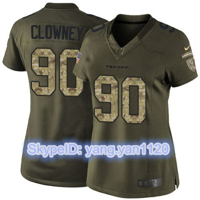 Nike Texans #90 Jadeveon Clowney Green Women's Stitched NFL Limited Salute to Service Jersey
