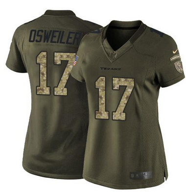 Nike Texans #17 Brock Osweiler Green Women's Stitched NFL Limited Salute to Service Jersey