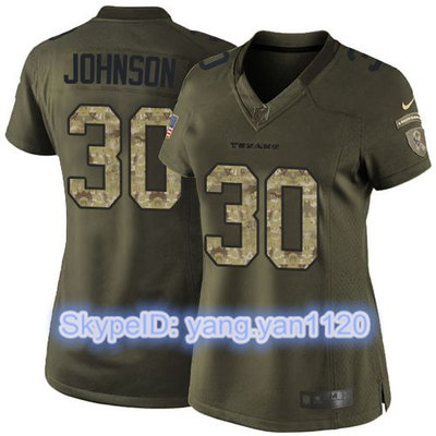Nike Texans #30 Kevin Johnson Green Women's Stitched NFL Limited Salute to Service Jersey