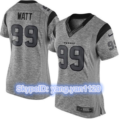 Nike Texans #99 J.J. Watt Gray Women's Stitched NFL Limited Gridiron Gray Jersey