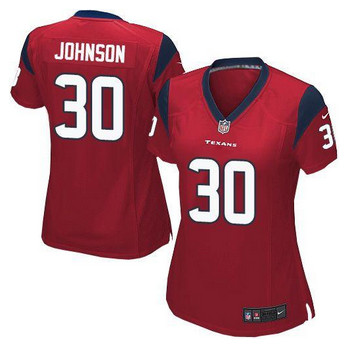 Women New Texans #30 Kevin Johnson Red Alternate Stitched NFL Elite jersey