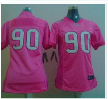 Women NFL Houston Texans #90 Jadeveon Clowney New Pink Be Luv'd Stitched NFL Elite Jersey