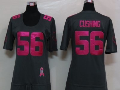 Womens NEW Houston Texans 56 Cushing Elite breast Cancer Awareness Dark grey Jerseys