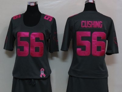 Womens NEW Houston Texans 56 Cushing Elite breast Cancer Awareness Dark grey Jersey