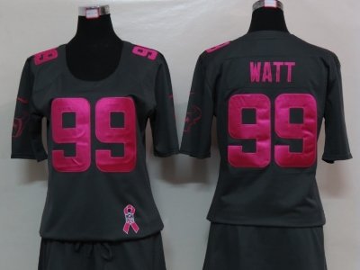 Womens NEW Houston Texans 99 Watt Elite breast Cancer Awareness Dark grey Jersey