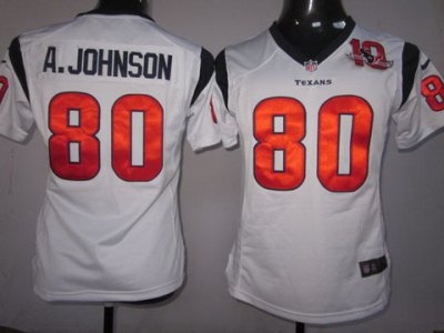 Women Nike Houston Texans #80 Andre Johnson White Nike NFL Jerseys W 10th Patch Women Nike Houston Texans #80 Andre Johnson White Nike NFL Jerseys W 10th Patch