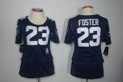 Womens NEW Houston Texans 23 Foster Elite breast Cancer Awareness Blue Jerseys