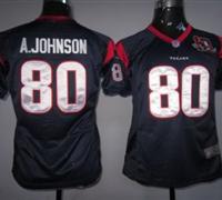 Women Nike Houston Texans #80 Andre Johnson Blue Nike NFL Jerseys W 10th Patch