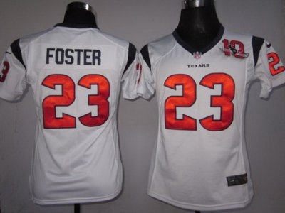 Women Nike Houston Texans #23 Arian Foster White Nike NFL Jerseys W 10th Patch