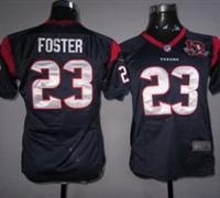 Women Nike Houston Texans #23 Arian Foster Blue Nike NFL Jerseys W 10th Patch