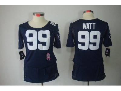 Womens NEW Houston Texans 99 Watt Elite breast Cancer Awareness Blue Jerseys Womens NEW Houston Texans 99 Watt Elite breast Cancer Awareness Blue Jerseys