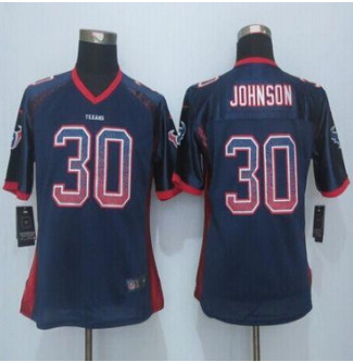 Women New Texans #30 Kevin Johnson Navy Blue Team Color Stitched NFL jersey Women New Texans #30 Kevin Johnson Navy Blue Team Color Stitched NFL jersey