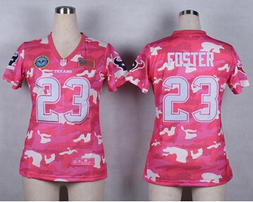 Women's NEW Texans #23 Arian Foster Pink NFL Elite Camo Fashion Jersey