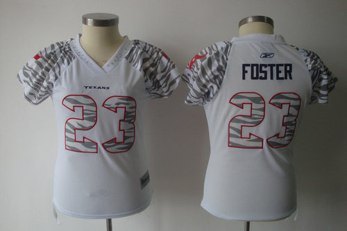 Women Zebra Field Flirt Houston Texans 23 Arian Foster white Jerseys