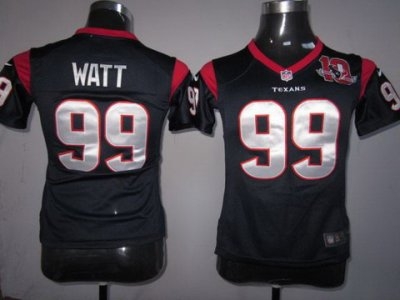 Women Nike Houston Texans 99 Watt Blue Nike NFL Jerseys W 10th Patch