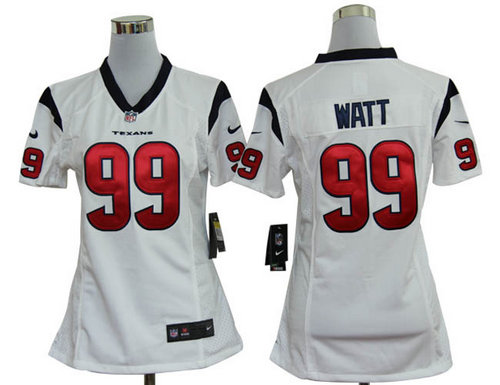 Women Nike NFL Houston Texans 99 Watt White Jerseys