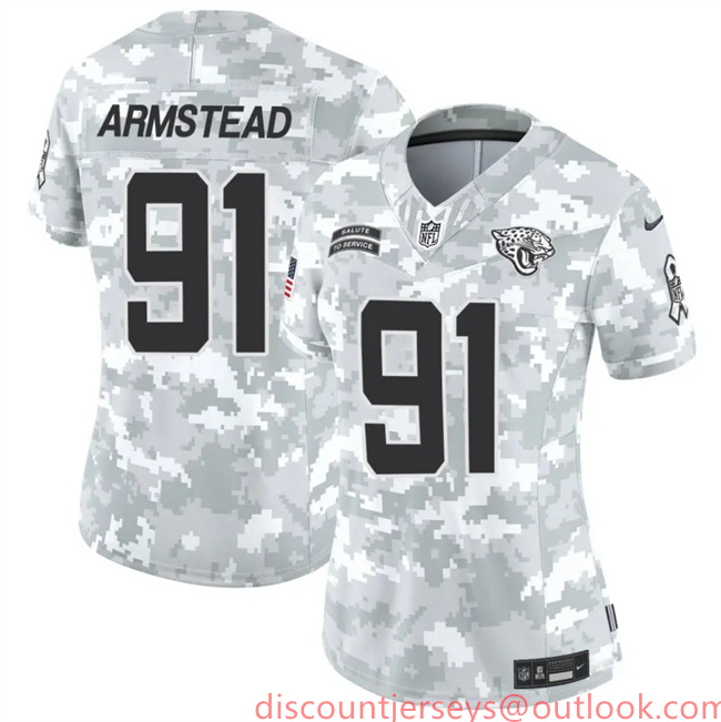 Women's Jacksonville Jaguars #91 Arik Armstead 2024 F.U.S.E Arctic Camo Salute To Service Limited Stitched Football Jersey(Run Small) Women's Jacksonville Jaguars #91 Arik Armstead 2024 F.U.S.E Arctic Camo Salute To Service Limited Stitched Football Jersey(Run Small)