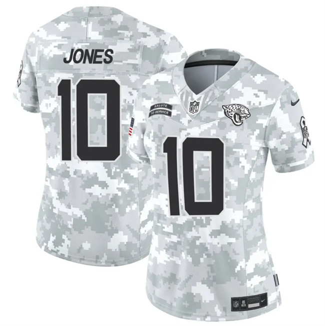 Women's Jacksonville Jaguars #10 Mac Jones 2024 F.U.S.E Arctic Camo Salute To Service Limited Stitched Football Jersey(Run Small) Women's Jacksonville Jaguars #10 Mac Jones 2024 F.U.S.E Arctic Camo Salute To Service Limited Stitched Football Jersey(Run Small)