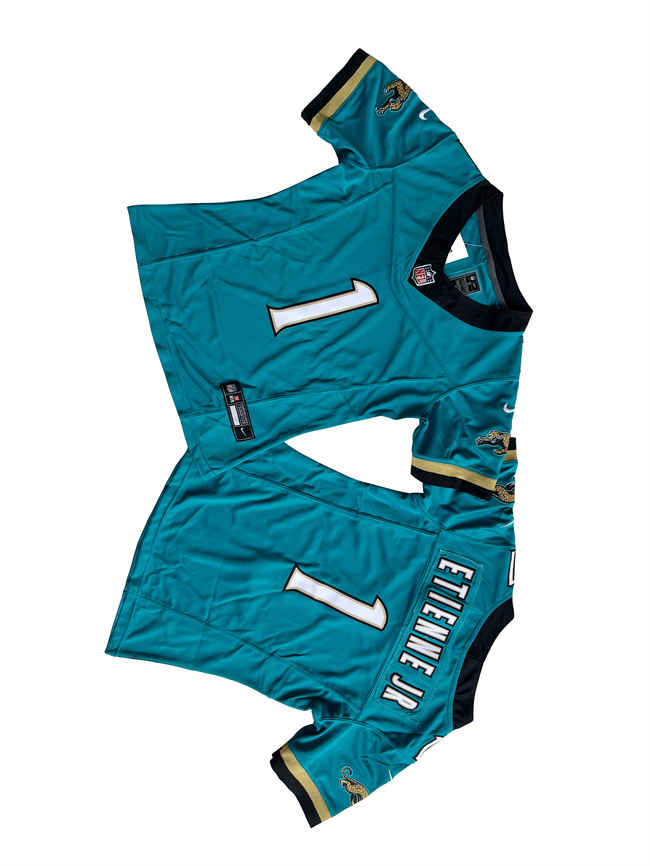 Women's Jacksonville Jaguars #1 Travis Etienne JR Teal 2024 F.U.S.E Prowler Throwback Vapor Limited Stitched Football Jersey(Run Small) Women's Jacksonville Jaguars #1 Travis Etienne JR Teal 2024 F.U.S.E Prowler Throwback Vapor Limited Stitched Football Jersey(Run Small)