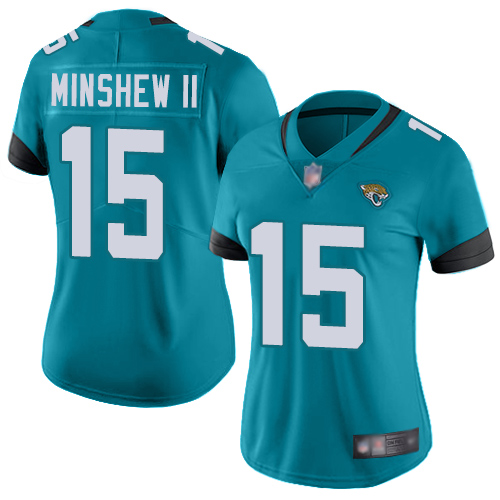 Jaguars #15 Gardner Minshew II Teal Green Alternate Women's Stitched Football Vapor Untouchable Limited Jersey Jaguars #15 Gardner Minshew II Teal Green Alternate Women's Stitched Football Vapor Untouchable Limited Jersey