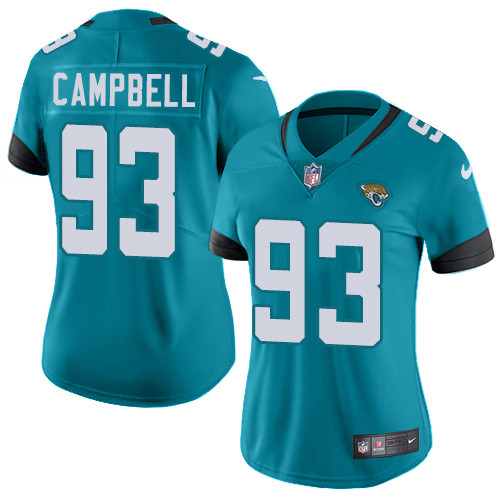 Nike Jaguars #93 Calais Campbell Teal Green Alternate Women's Nike Jaguars #93 Calais Campbell Teal Green Alternate Women's